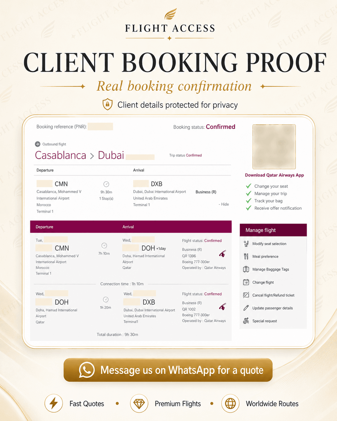 Qatar Business — CMN to DXB